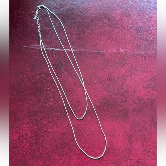 Tubular Smooth Double Rope Necklace Silver Tone Moveable Pendants - Picture 12 of 15